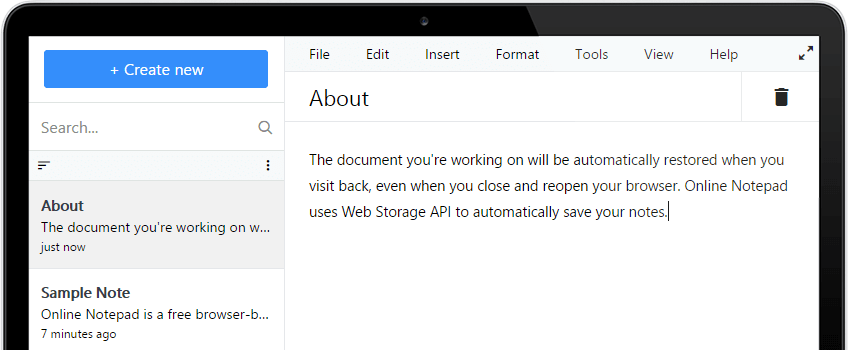Spotiseo Online Notepad Screenshot